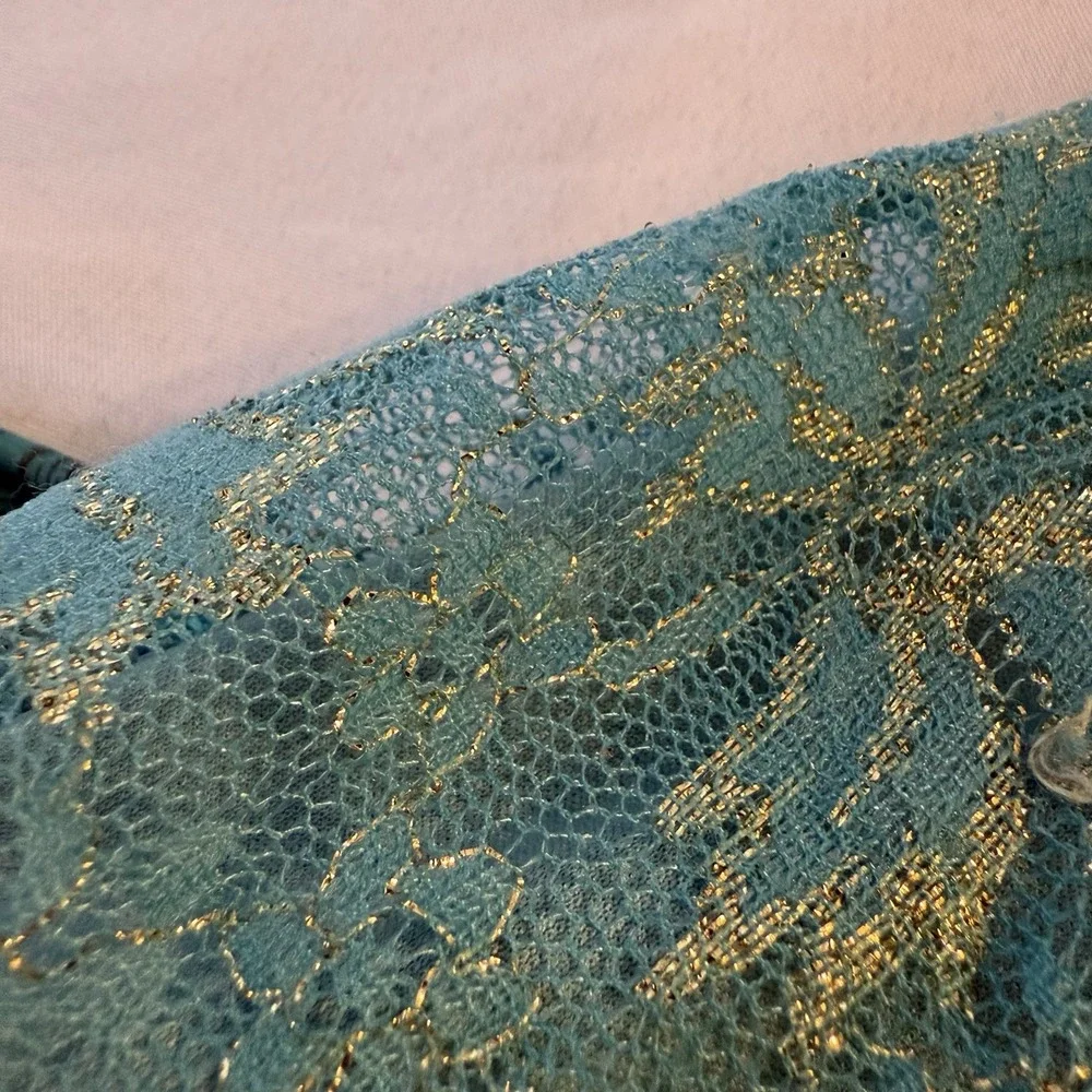 Rampage Y2K Silk Blend Aqua Blue Tiered Ruffle Skirt Size 5‎ Broomstick Boho
